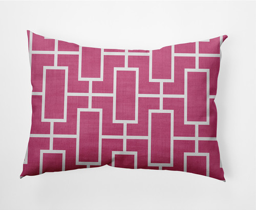 14" x 20" Pink and White Lattice Rectangular Outdoor Throw Pillow