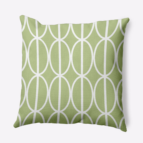 20" x 20" Green and White Oval and Stripe Outdoor Throw Pillow