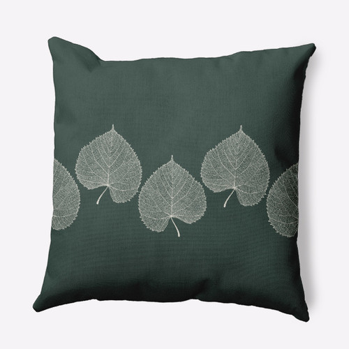 20" x 20" Green and White Leaf Print Outdoor Throw Pillow