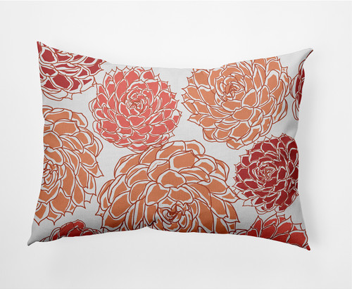 14" x 20" Orange and White Olivia Rectangular Outdoor Throw Pillow