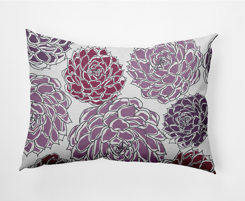 14" x 20" Purple and White Olivia Rectangular Outdoor Throw Pillow