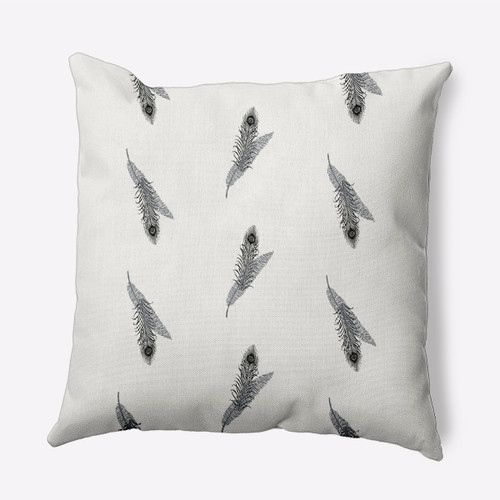 20" x 20" White and Black Feather Stripe Outdoor Throw Pillow