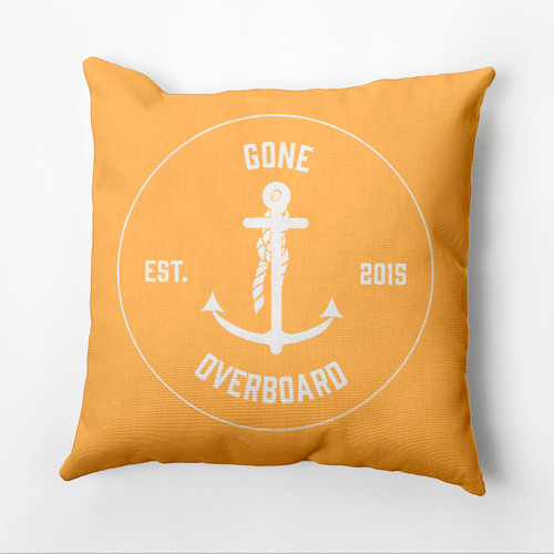 16" x 16" Yellow and White "Gone Overboard" Outdoor Throw Pillow