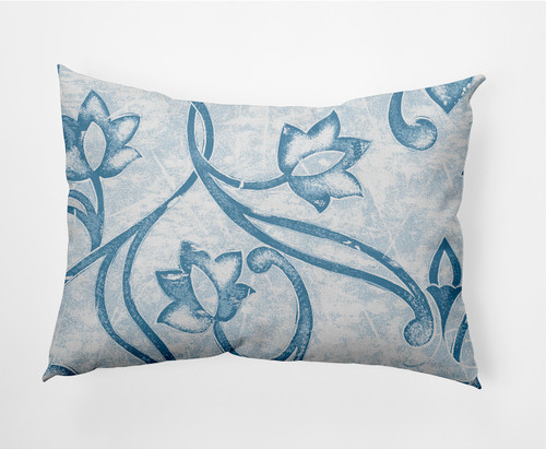 14" x 20" Blue and White Eleanor Outdoor Throw Pillow