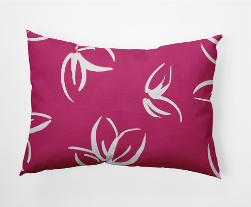 14" x 20" Pink and White Eva Flower Rectangular Outdoor Throw Pillow