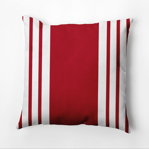 16" x 16" Red and White Thick and Thin Stripe Outdoor Throw Pillow