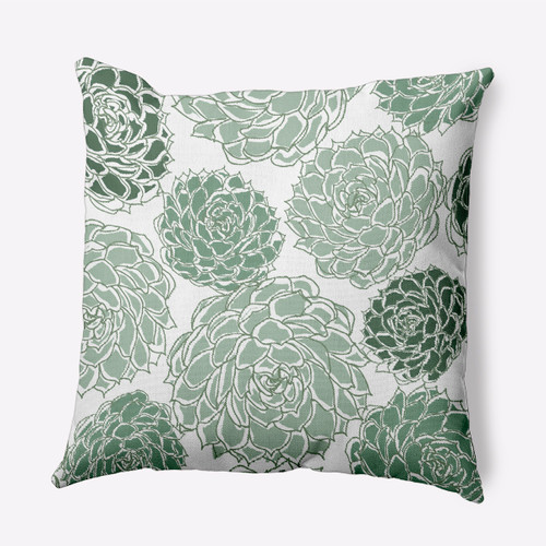 16" x 16" Green and White Olivia Outdoor Throw Pillow