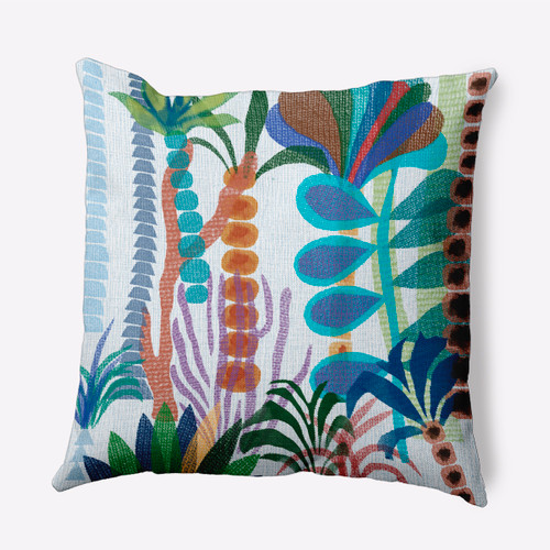 20" x 20" Blue and Orange Tropical Jungle Outdoor Throw Pillow