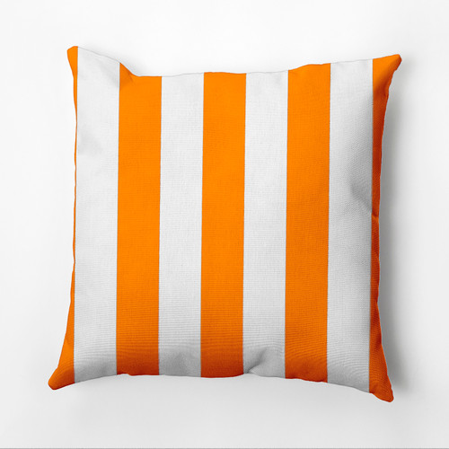 20" x 20" Orange and White Perfect Stripes Outdoor Throw Pillow