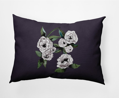 14" x 20" Purple and White Rectangular Radiant Rose Outdoor Throw Pillow