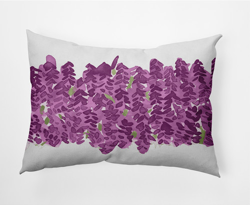 14" x 20" Purple and White Flower Bell Outdoor Throw Pillow