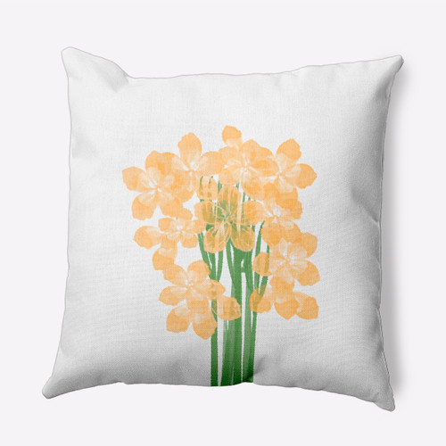 20" x 20" White and Yellow Flower Bell Outdoor Throw Pillow
