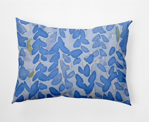 14" x 20" Blue and White Flower Bell Rectangular Outdoor Throw Pillow