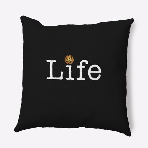 20" x 20 Black and White "Life" Outdoor Throw Pillow