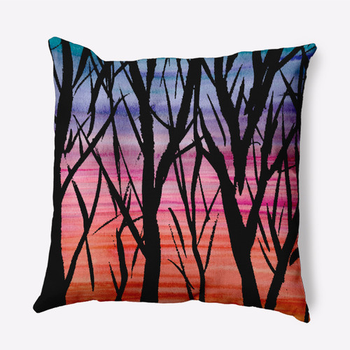 18" x 18" Black and Orange Sunset Branches Outdoor Throw Pillow