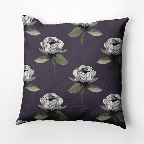 20" x 20" Purple and White Floral Bunch Outdoor Throw Pillow