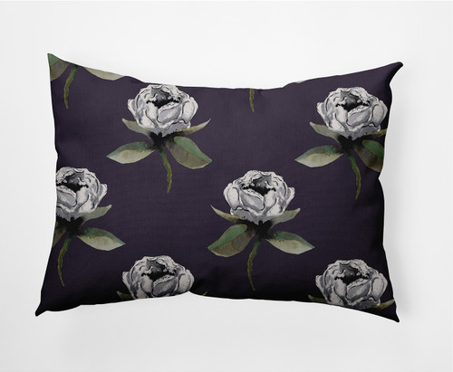 14" x 20" Purple and White Floral Bunch Outdoor Throw Pillow