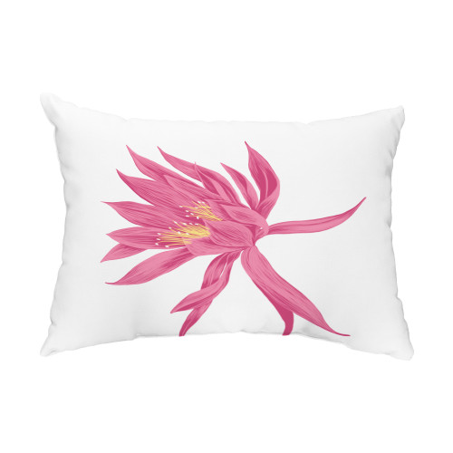 14" x 20" White and Pink Hojaver Rectangular Outdoor Throw Pillow