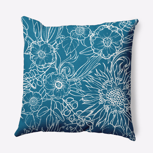 Zentangle Outdoor Throw Pillow - 20" - Blue and White