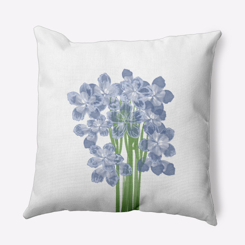 16" x 16" White and Blue Flower Bell Outdoor Throw Pillow