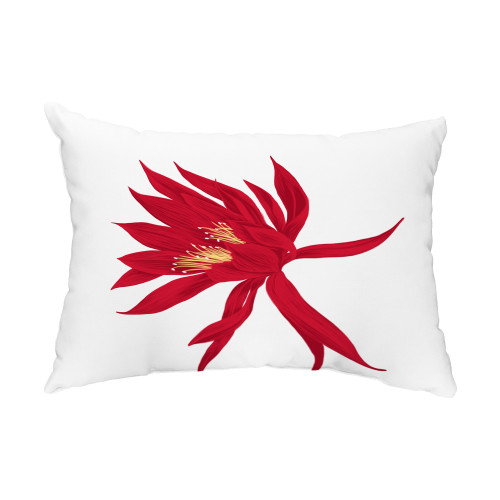 14" x 20" White and Red Hojaver Rectangular Outdoor Throw Pillow
