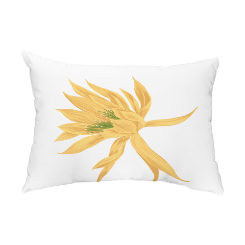 14" x 20" White and Yellow Hojaver Rectangular Outdoor Throw Pillow