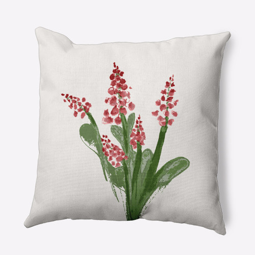 20" x 20" White and Red Bluebell Outdoor Throw Pillow