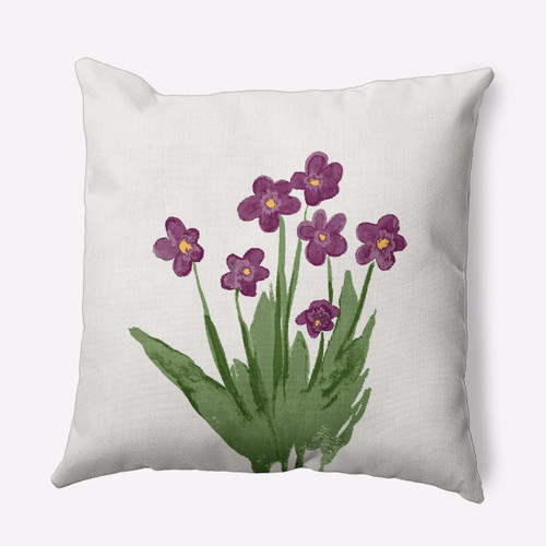 16" x 16" White and Purple Floral Outdoor Throw Pillow