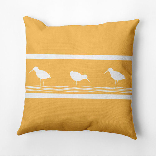 18" x 18" Yellow and White Birdwalk Outdoor Throw Pillow