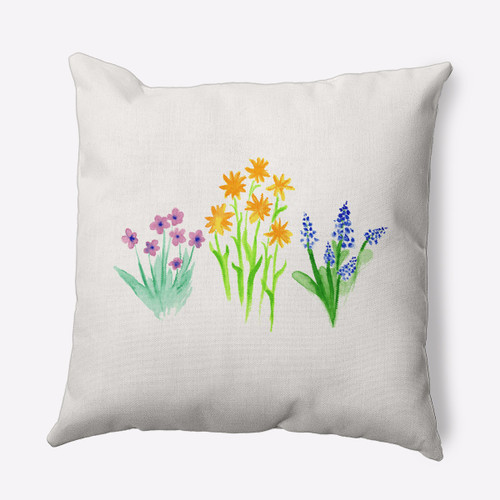 16" x 16" White and Yellow Mixed Flower Outdoor Throw Pillow