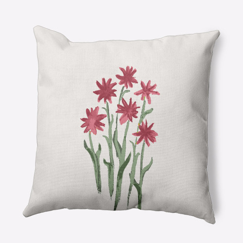 16" x 16" White and Red Aster Outdoor Throw Pillow