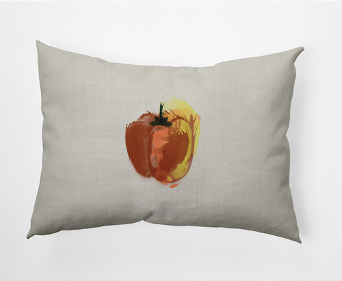 14" x 20" White and Orange Pepper Rectangular Outdoor Throw Pillow