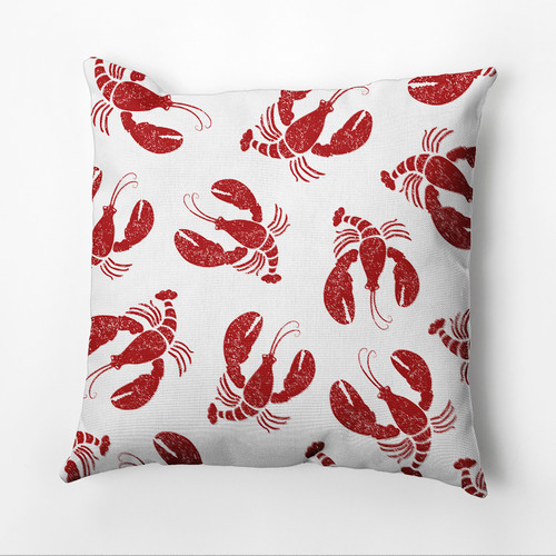 20" x 20" White and Red Lobster Outdoor Throw Pillow