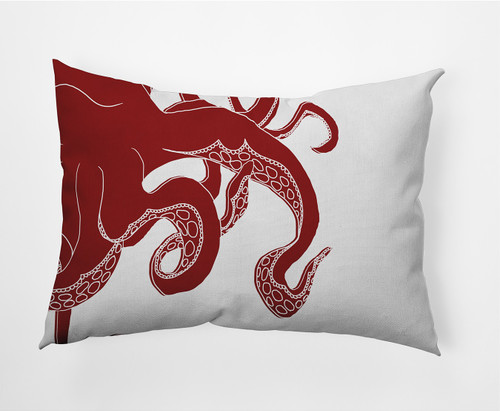 14" x 20" Red and White Gus Outdoor Throw Pillow