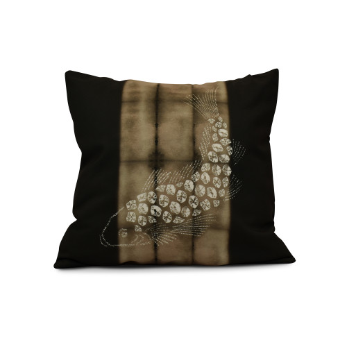 16" Brown and White Fish Pool Outdoor Throw Pillow - Weather-Resistant and Stylish