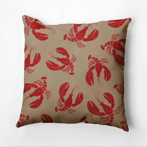 Lobster Outdoor Throw Pillow - 18" - Brown and Red