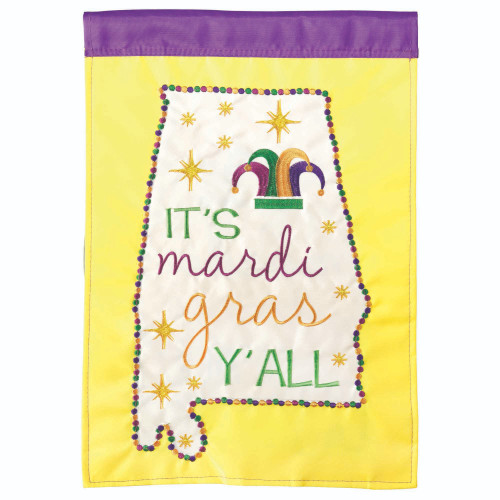 Yellow and Purple Mardi Gras Garden Flag - Instantly Brighten Up Your Home Celebration!