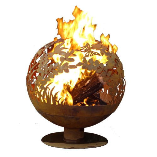 Brown Rustic Finish Extra Large Garden Outdoor Fire Sphere 36
