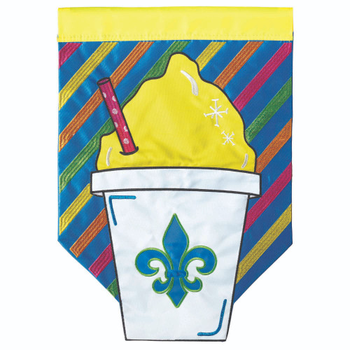 Double Applique Sno Ball Fleur De Lis Outdoor Garden Flag 18" x 13"