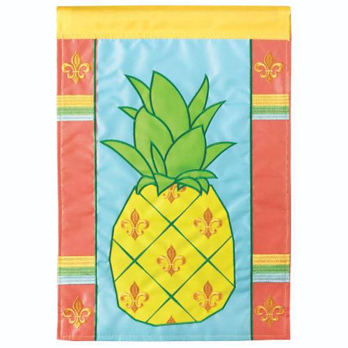 Double Applique Pineapple Fleur De Lis Outdoor Garden Flag - Add Color and Charm to Your Space!