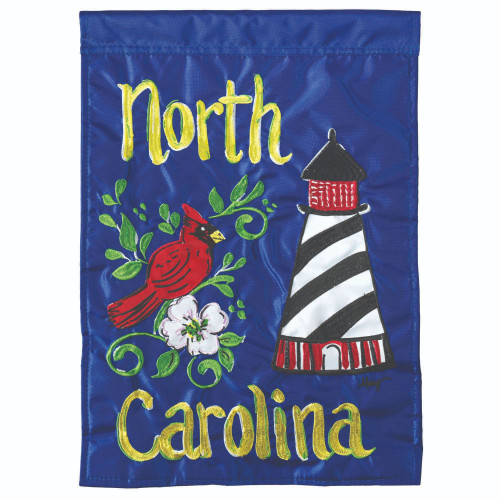Express Your Love for North Carolina with Royal Blue and Red NC Bird Print Garden Flag