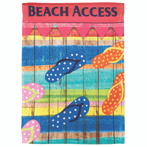 Vibrantly Colored Beach Access Flip Flop Outdoor House Flag 44" x 30"