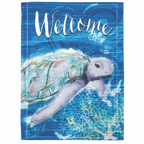 Welcome Deep Blue Turtle Outdoor House Flag 44" x 30"