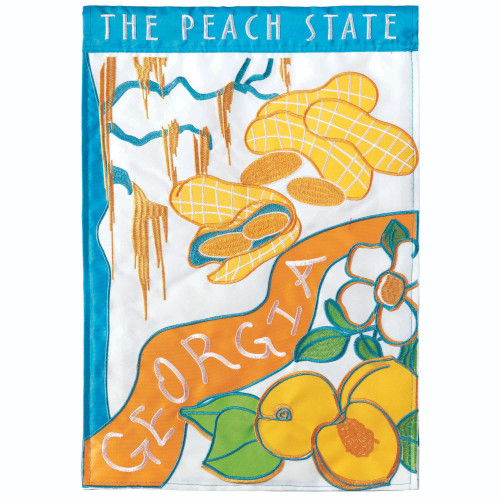 "Yellow and Blue Double Applique Georgia Peach State Outdoor Garden Flag 18"x13"