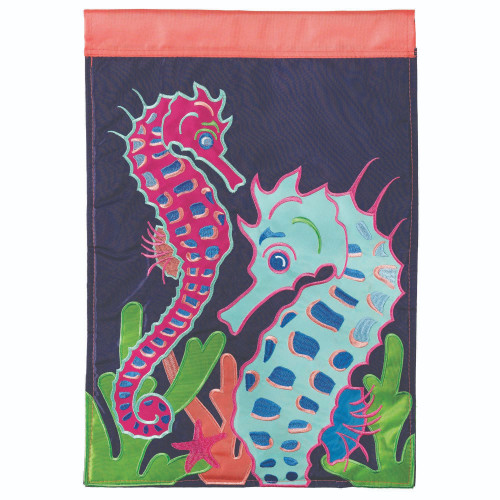 Double Applique Seahorse Printed Outdoor Flag 42" x 29" - Celebrate in Style!