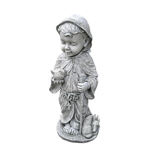 24" Gray Baby Saint Francis Outdoor Garden Statue
