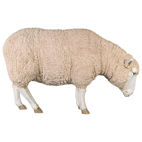 27" White and Brown Head Down Sheep Garden Statue