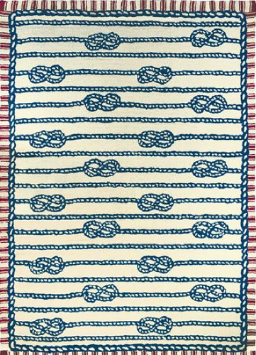 26" x 60' Blue and Red Sailor's Knot Indoor/Outdoor Area Rug