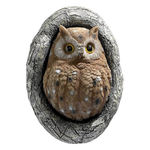 9.5" Nosy Tree Owl Outdoor Garden Sculpture - Whimsical Tree Decor