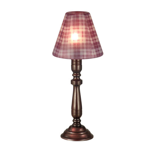 12" Mauve Plaid Votive Candle Holder with Conical Shade